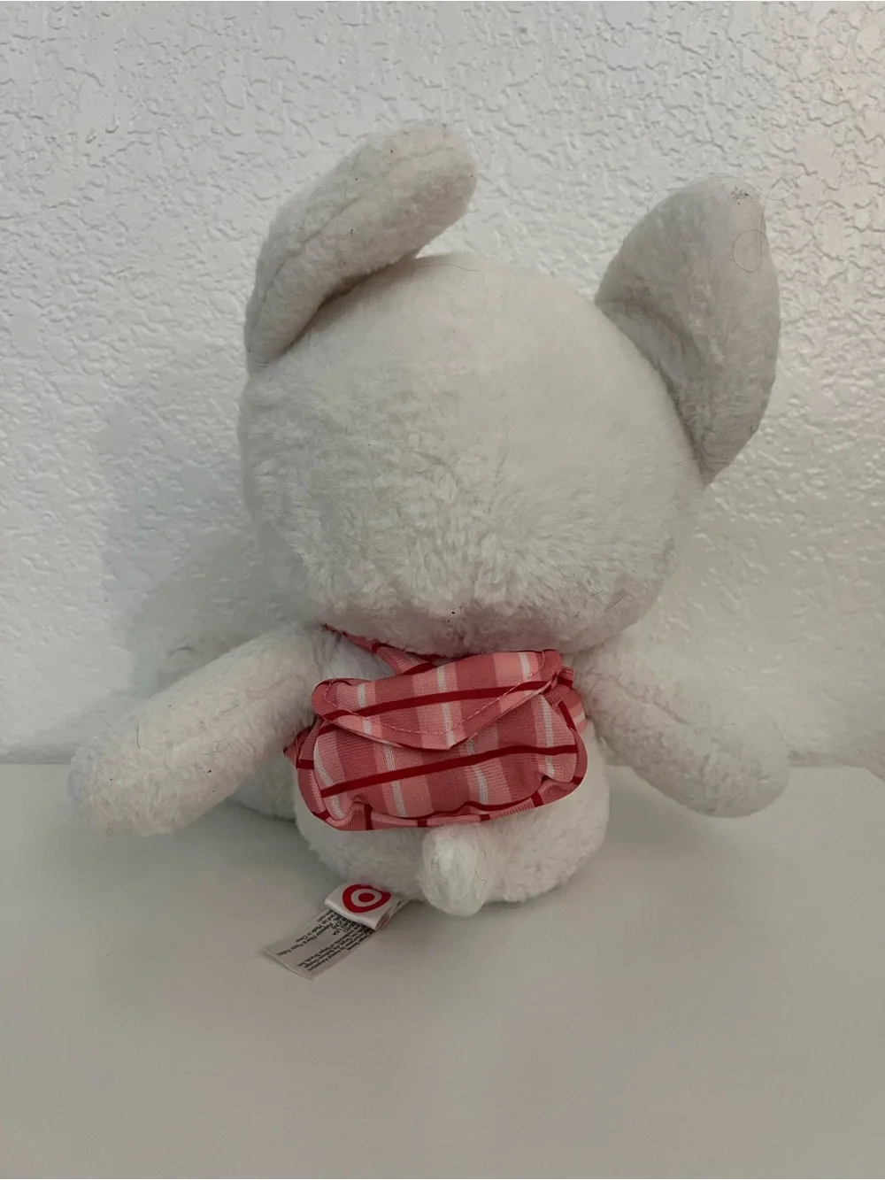 Target Bullseye Dog Plush White Mascot Stuffed Animal Pink Plaid Scarf Toy